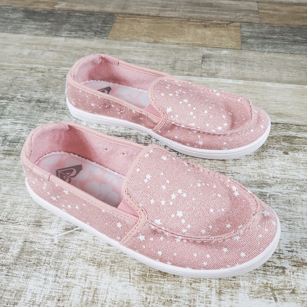 Roxy Minnow Girls Shoes Sz 5 Comfort Light Pink Round Toe Casual Slip On Sneaker